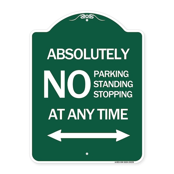 Absolutely No Parking Standing or Stopping at Anytime with Bidirectional Arrow, A-DES-GW-1824-24359